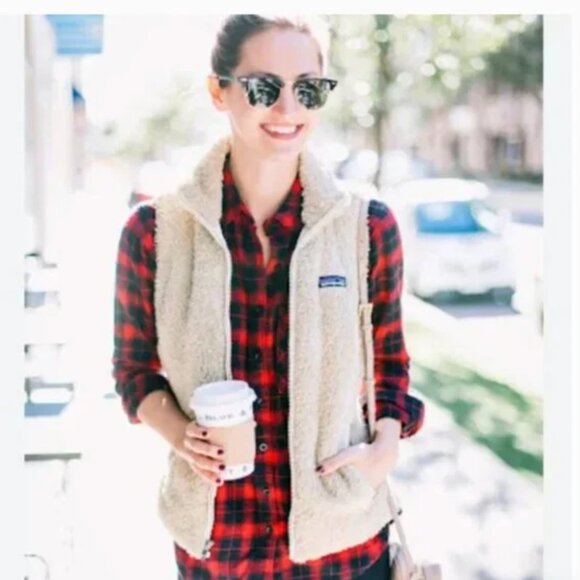 PATAGONIA VEST Los Gatos Full Zip Pockets Mock Turtleneck Off White - Picture 7 of 10